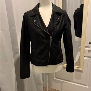 Primark Women's Faux Black Leather Biker Jacket